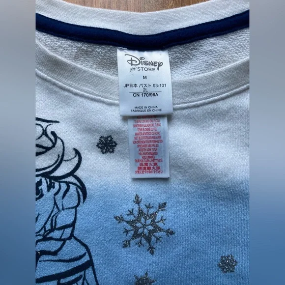 Disney Store Disney Frozen Princess Elsa Sweatshirt White & Blues NWT Sz Medium - Picture 4 of 10